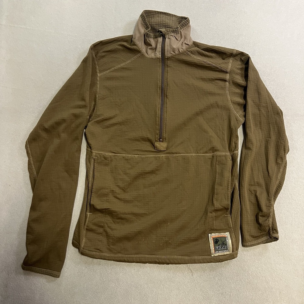 USMC Coyote Frog Waffle Fleece 1/4 Zip Grid Marine Corp Shirt Cold Weather Med